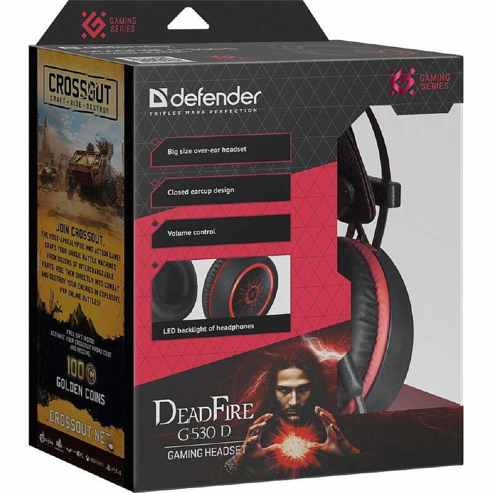 Наушники Defender DeadFire G-530D, чёрный/красный