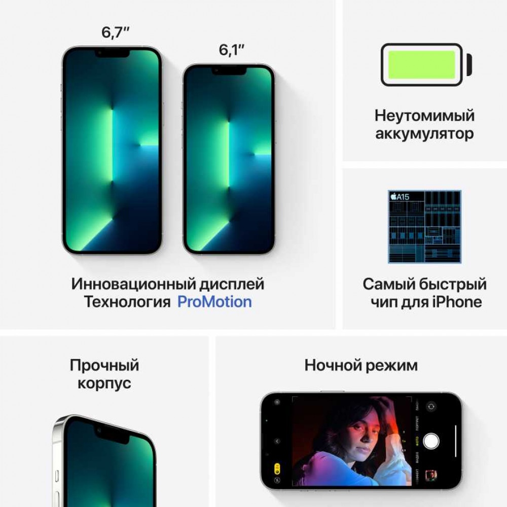 Apple iPhone 13 Pro, 256 ГБ, серебристый