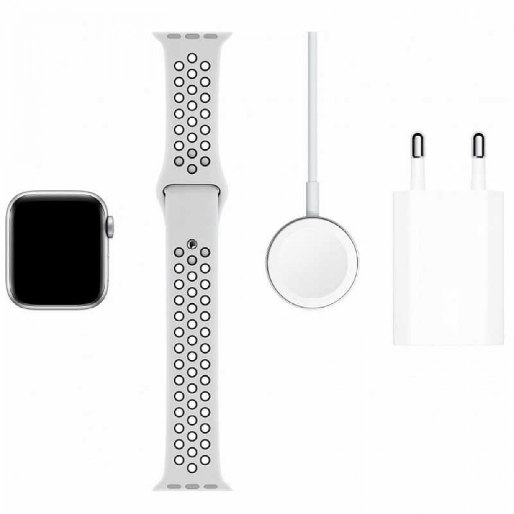 Смарт-часы Apple Watch Nike Series 5 40 мм серебристый, спортивный ремешок